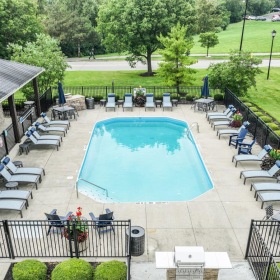 a swimming pool in a backyard