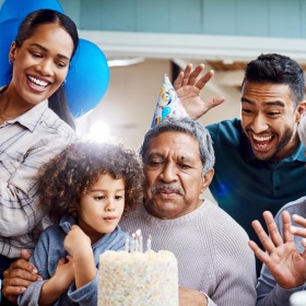 a family celebrating their birthday